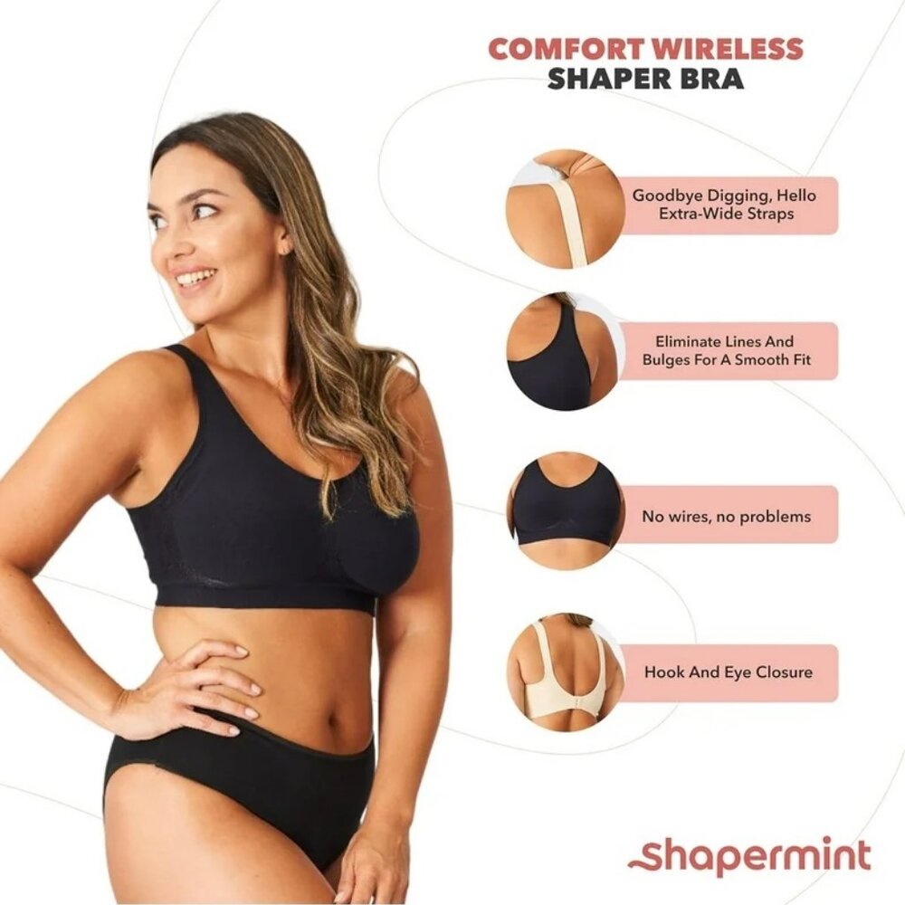 NWT Shapermint Essentials Everyday Comfort Straps Wireless Shaping Bra - Picture 3 of 3